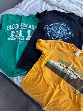 Block Island Marathon Tees - Green, Black, Yellow
